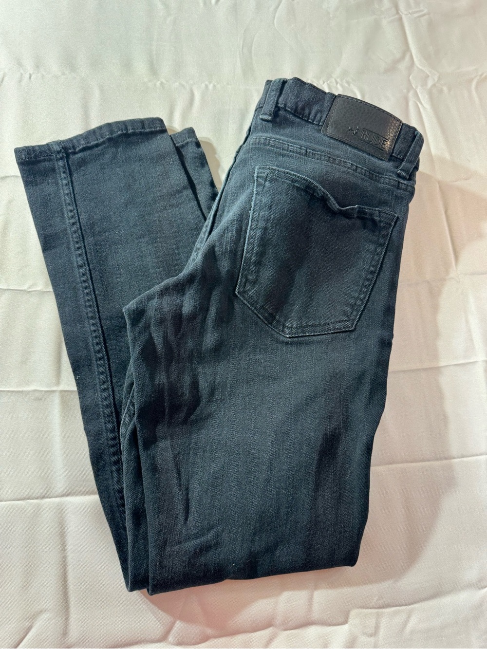 RUDE 32  Black Washed Skinny Denim Jeans